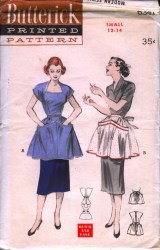 6341 BUTTERICK 1950S BIG POCKET CROP COBBLER, HOSTESS TEA APRON PATTERN 10-12 SMALL